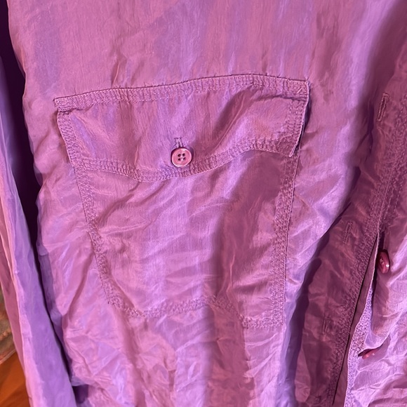 Silk Purple Vintage Button Down Blouse - Picture 2 of 5